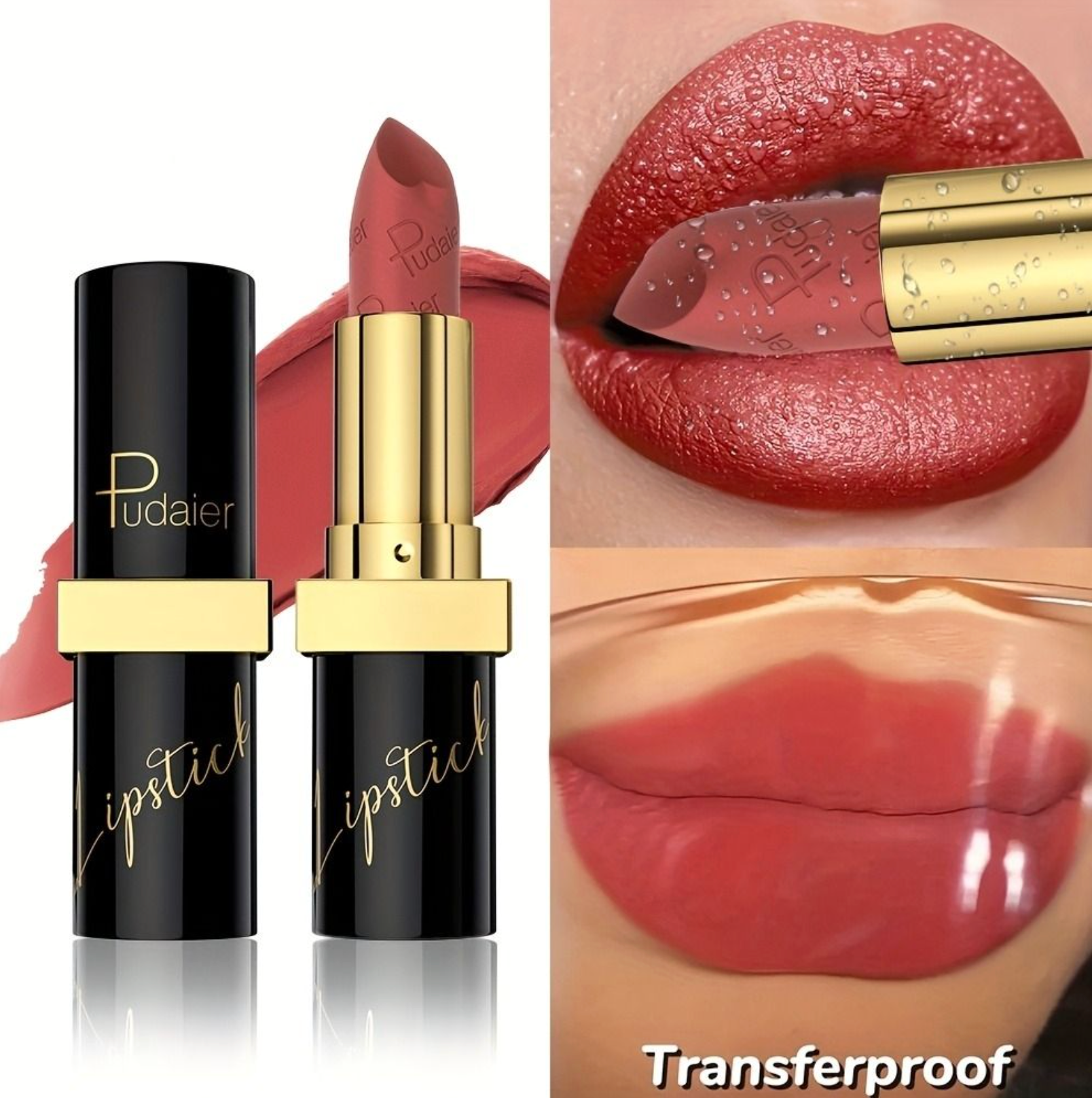 Pudaier Waterproof Transfer-proof Lipstick OEM Private Label Long Lasting Velvet Matte Lipstick Non-stick Cup Lipstick