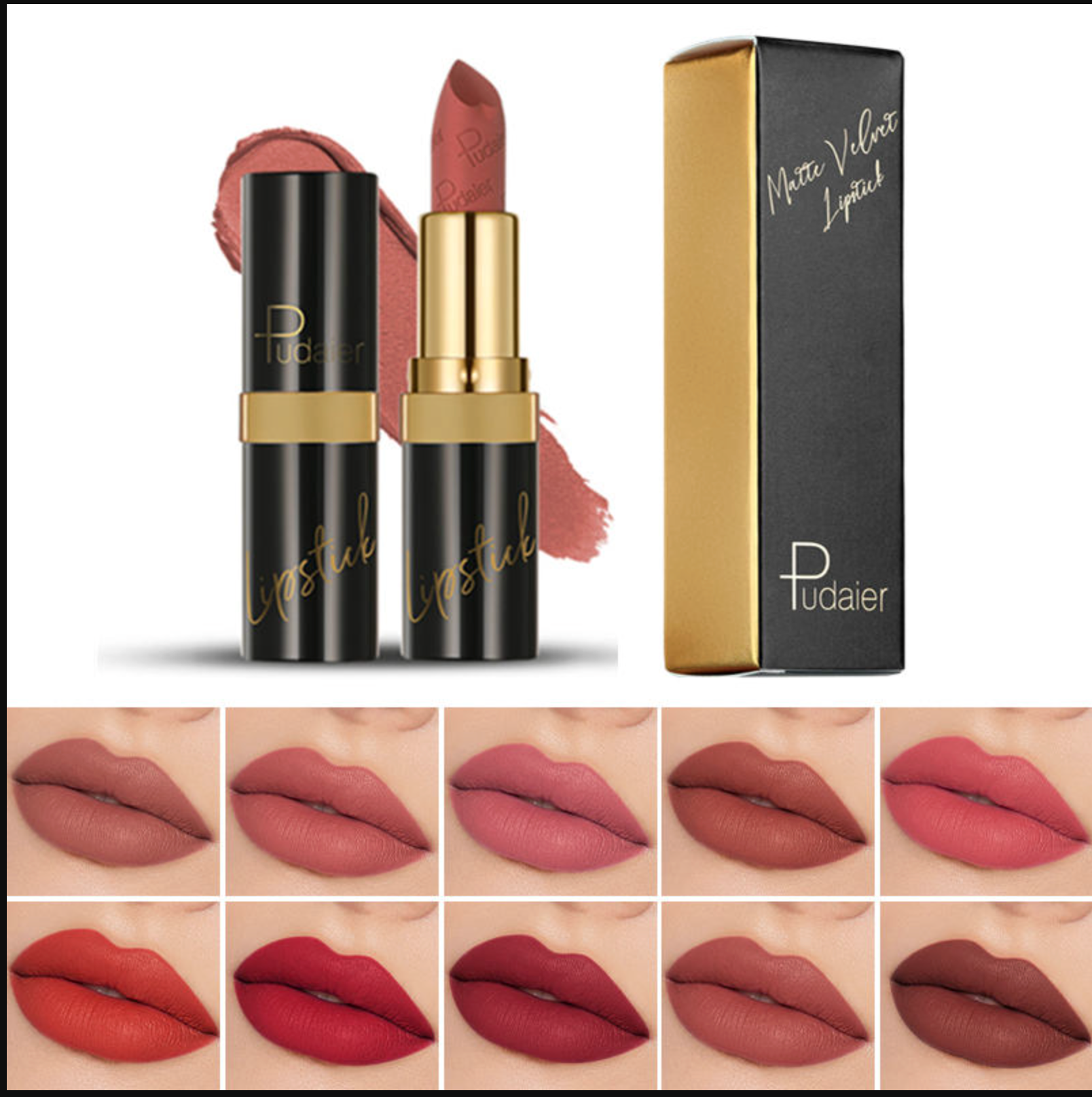 Pudaier Waterproof Transfer-proof Lipstick OEM Private Label Long Lasting Velvet Matte Lipstick Non-stick Cup Lipstick